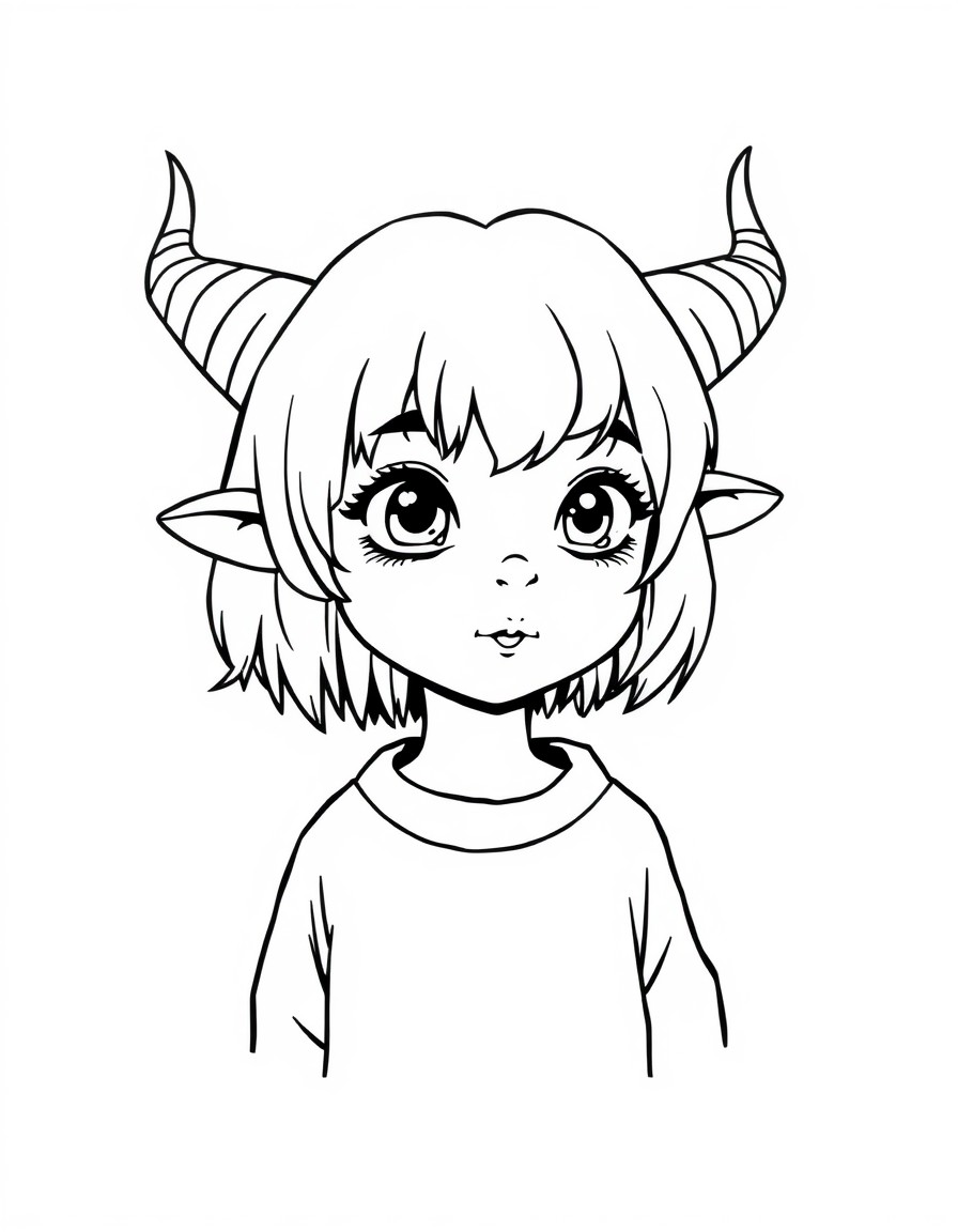 One girl with shorthair a d horns in ur head