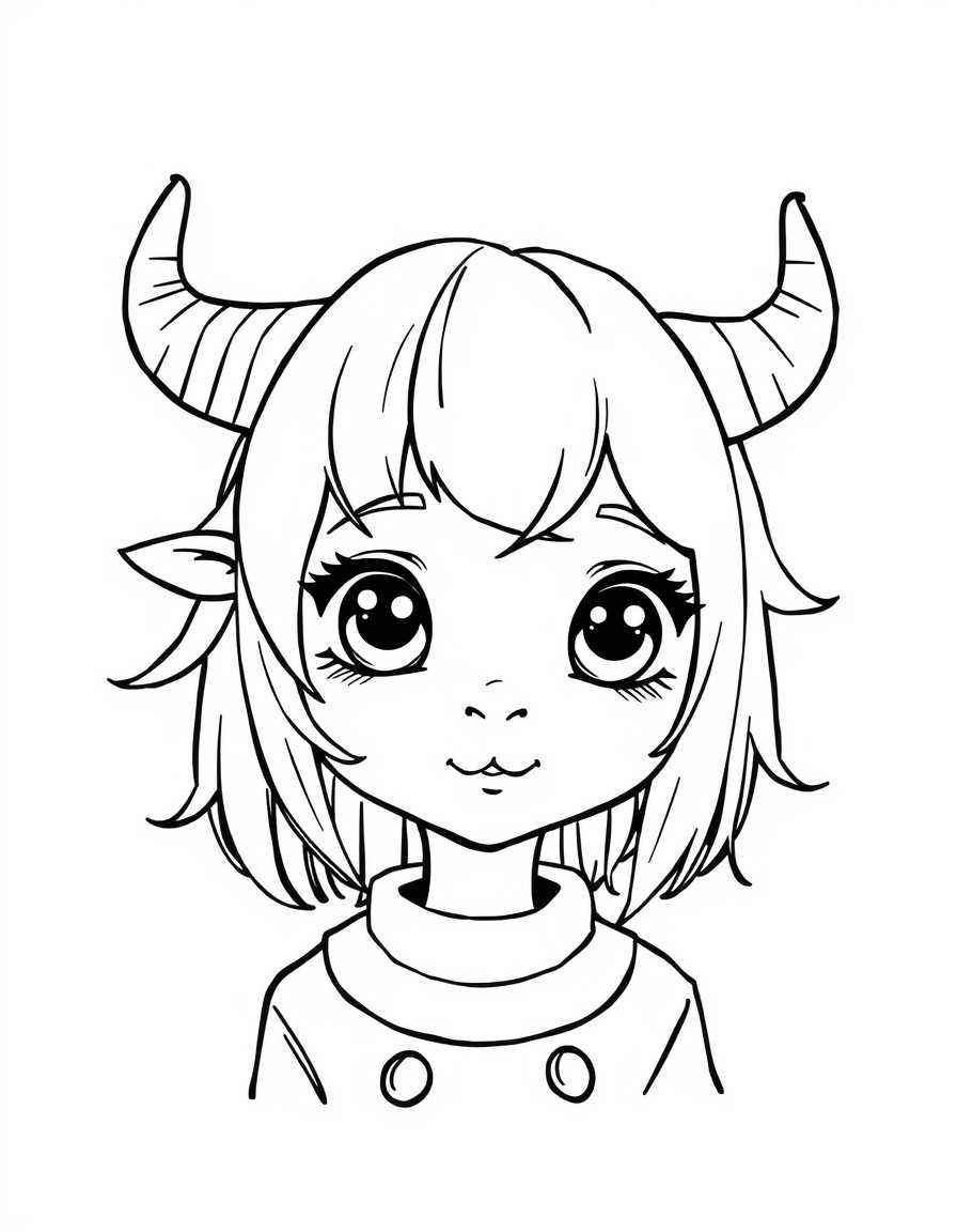 One girl with shorthair a d horns in ur head