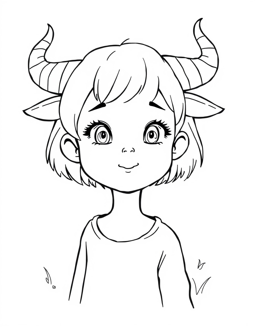 One girl with shorthair a d horns in ur head