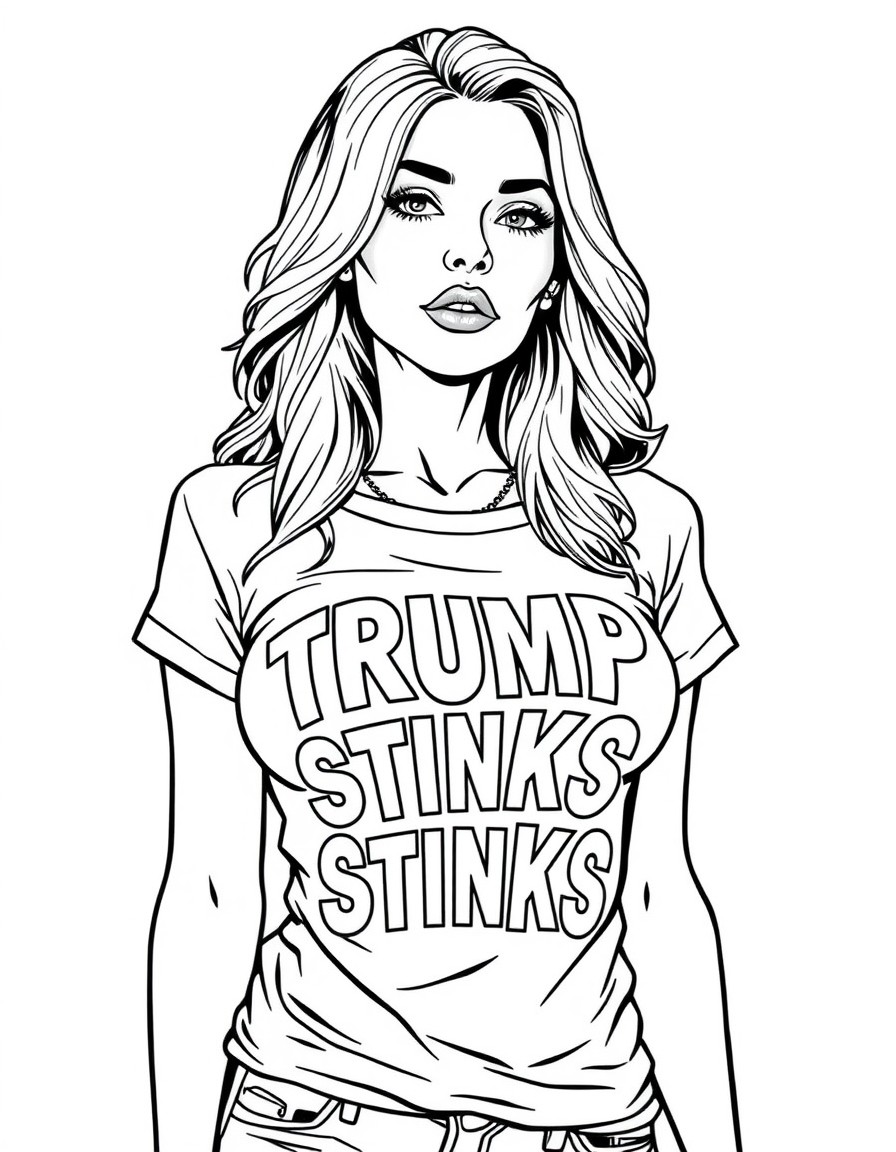 Sexy woman with Trump Stinks on shirt
