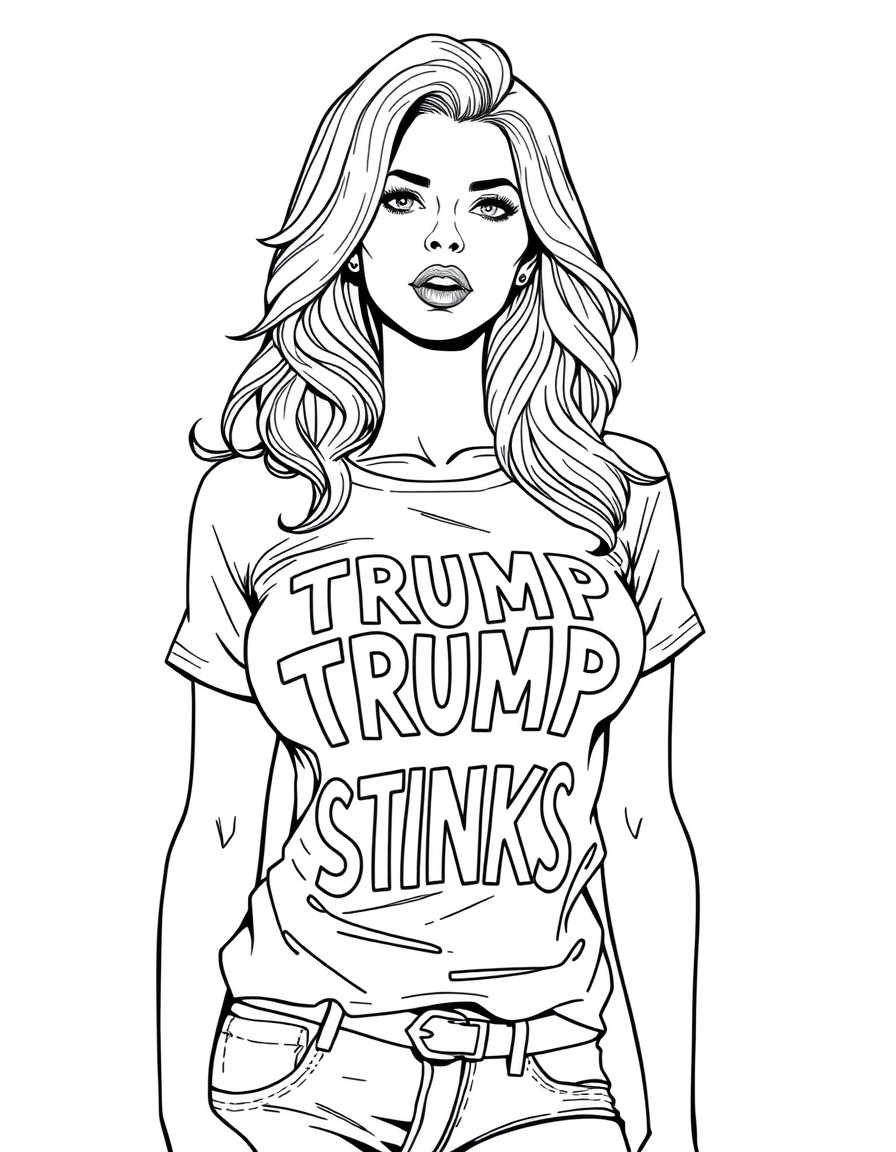 Sexy woman with Trump Stinks on shirt