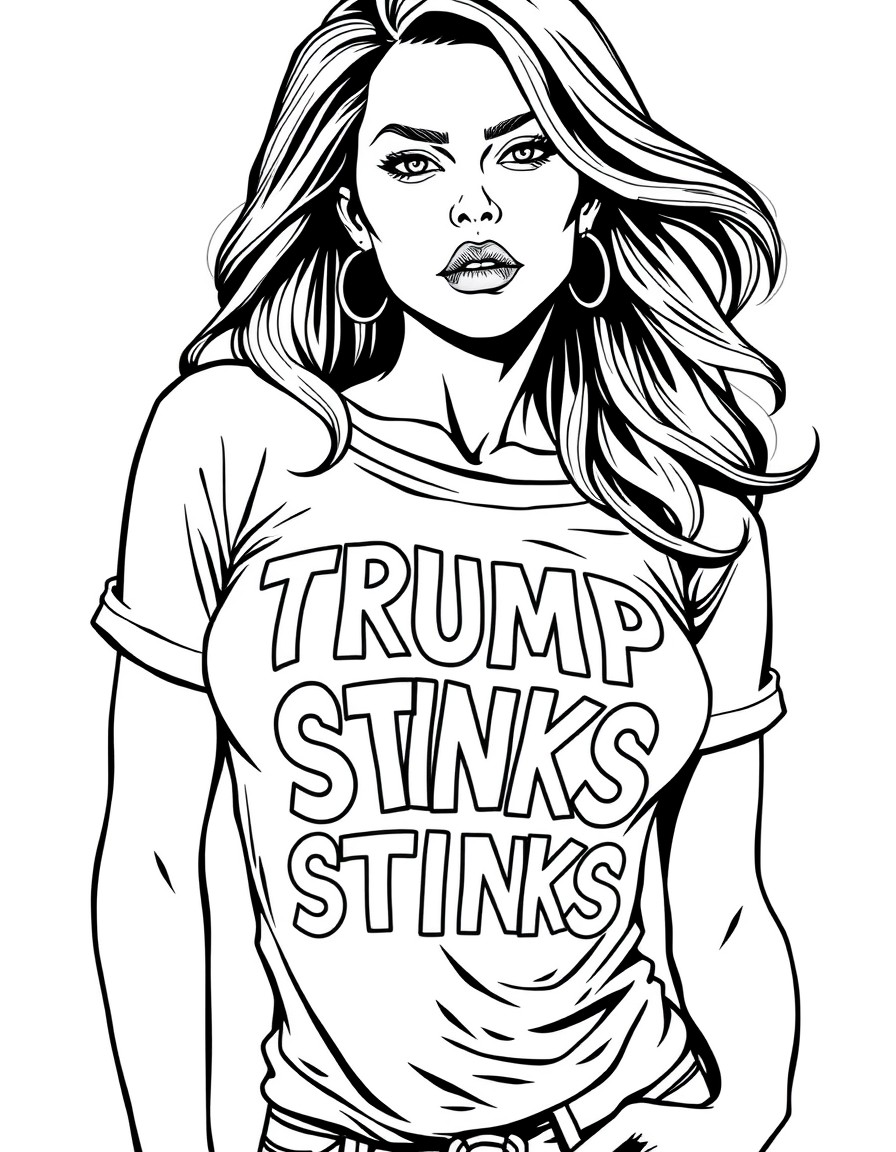 Sexy woman with Trump Stinks on shirt