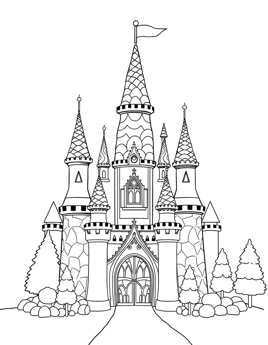 A princess castle made entirely of ice cream cones and candy turrets