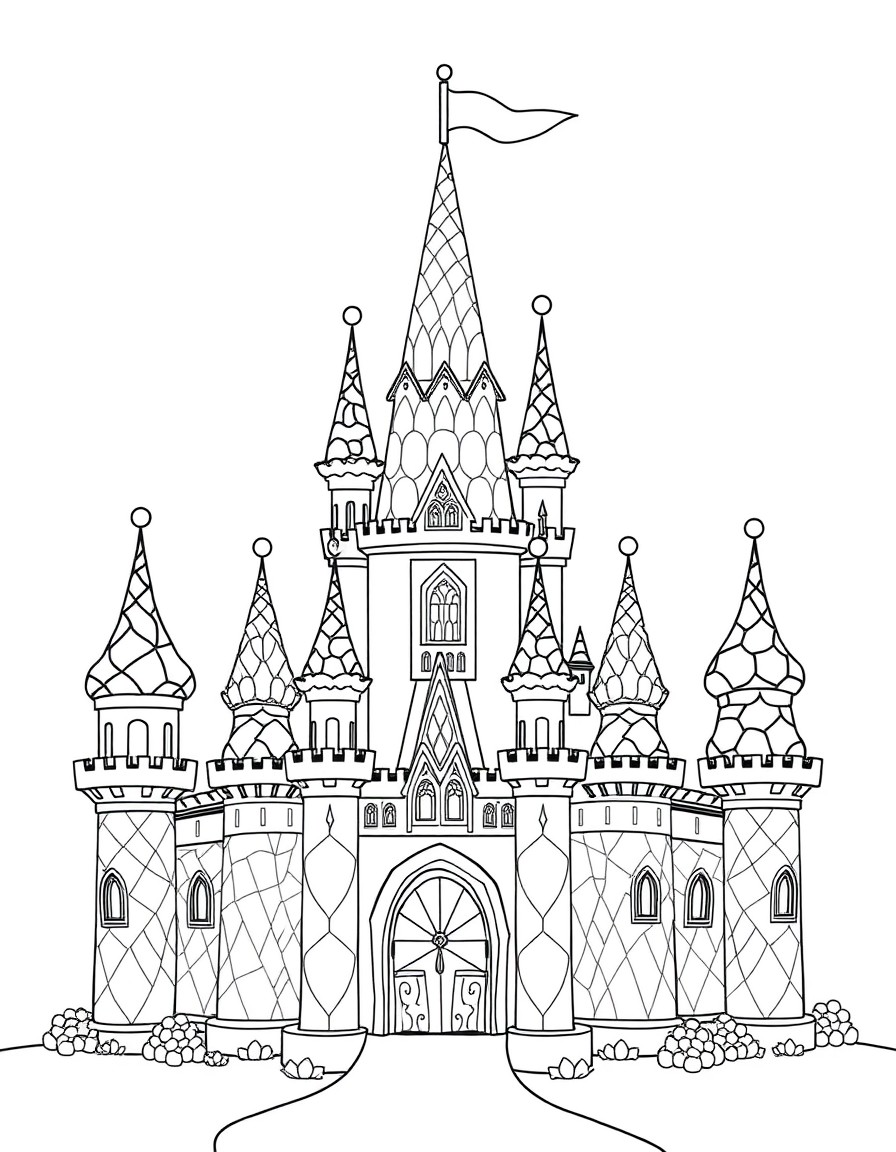 A princess castle made entirely of ice cream cones and candy turrets