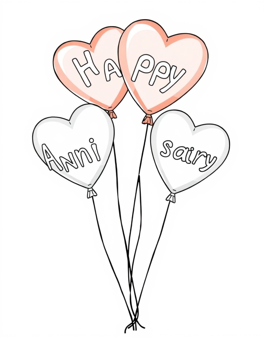 heart shaped balloons that spell happy anniversary