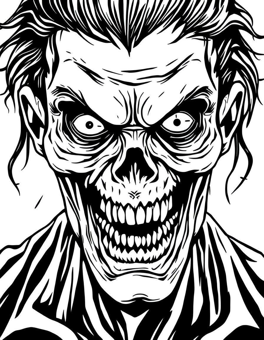 Horror zombie face close up