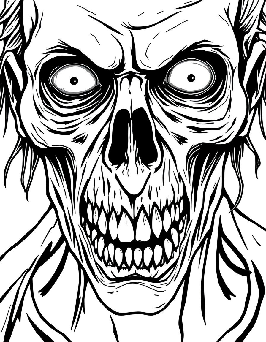 Horror zombie face close up