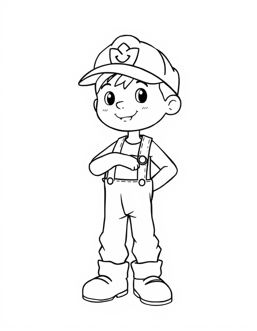 a cute ajolete with a cap and a plumber outfit