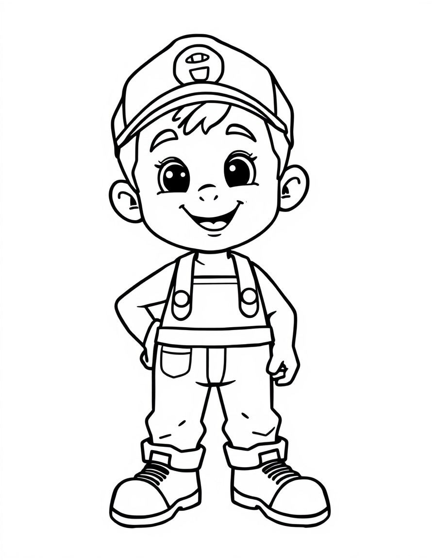 a cute ajolete with a cap and a plumber outfit