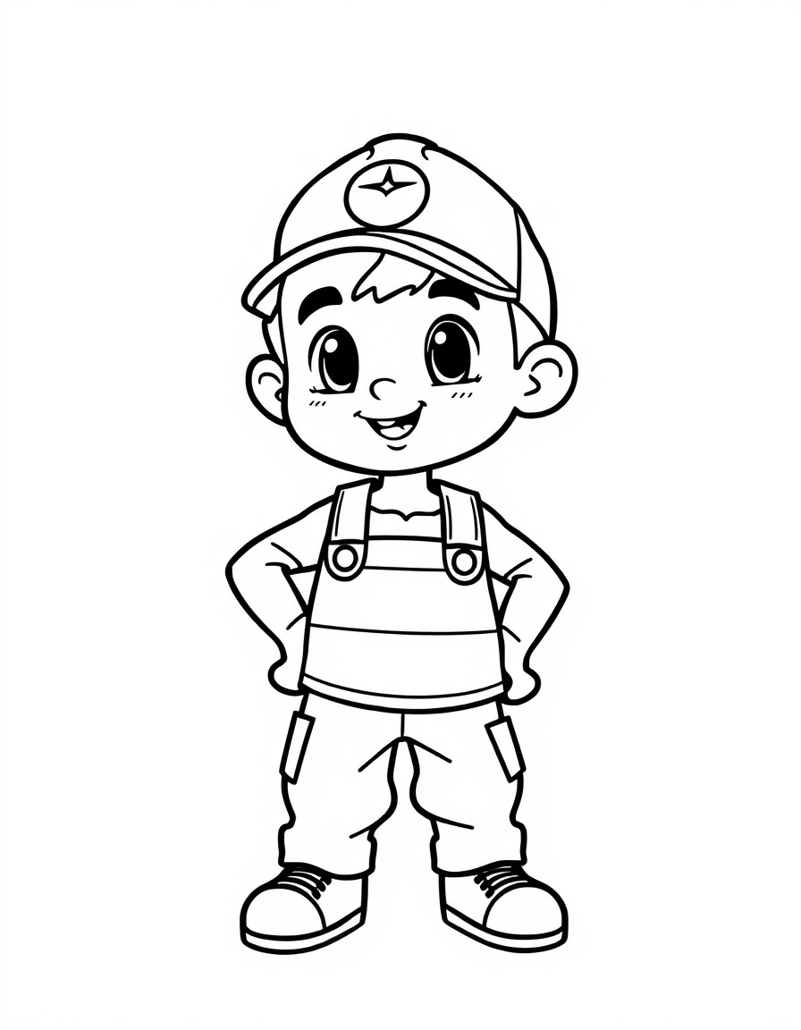 a cute ajolete with a cap and a plumber outfit