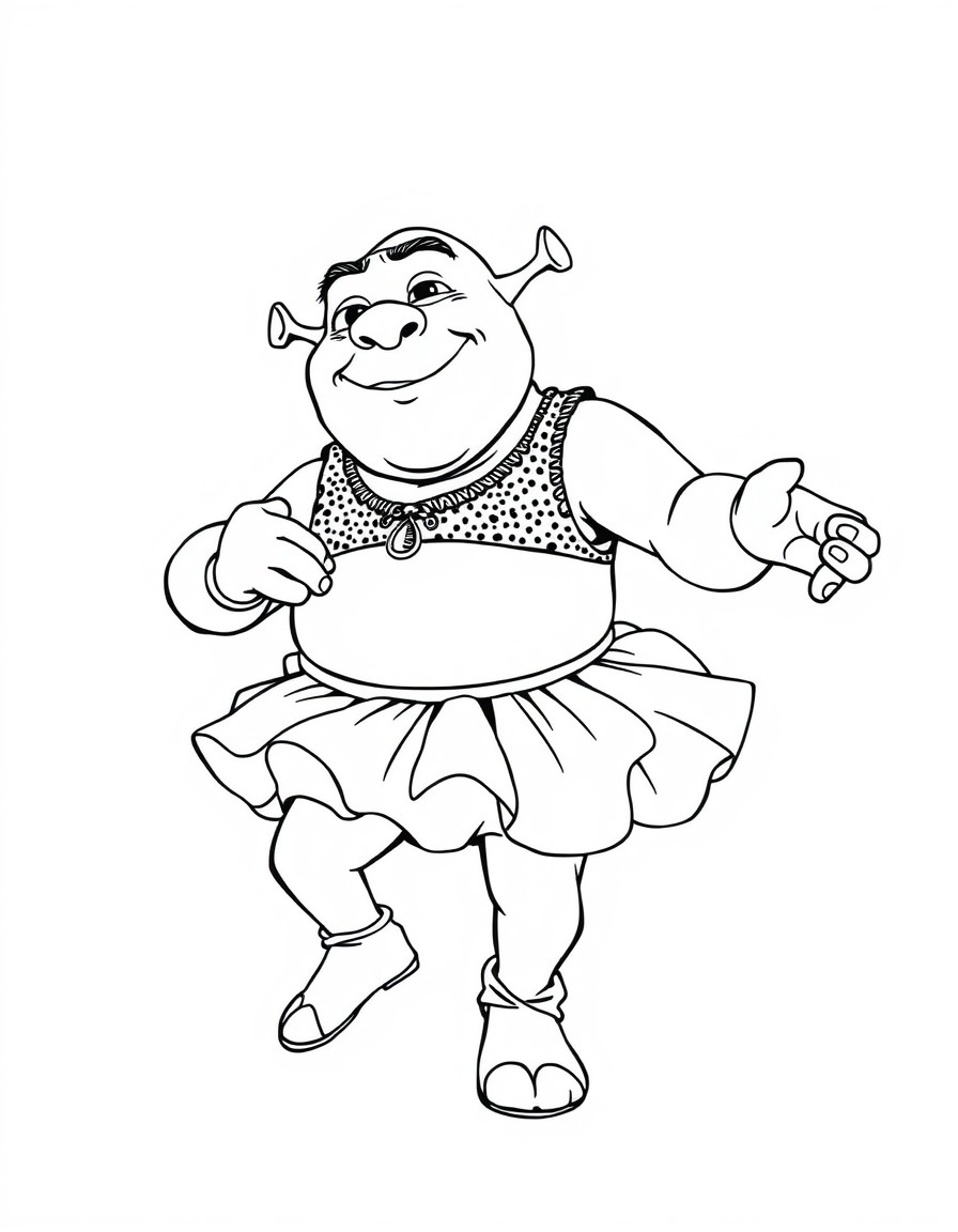 shrek dancing with a tutu on