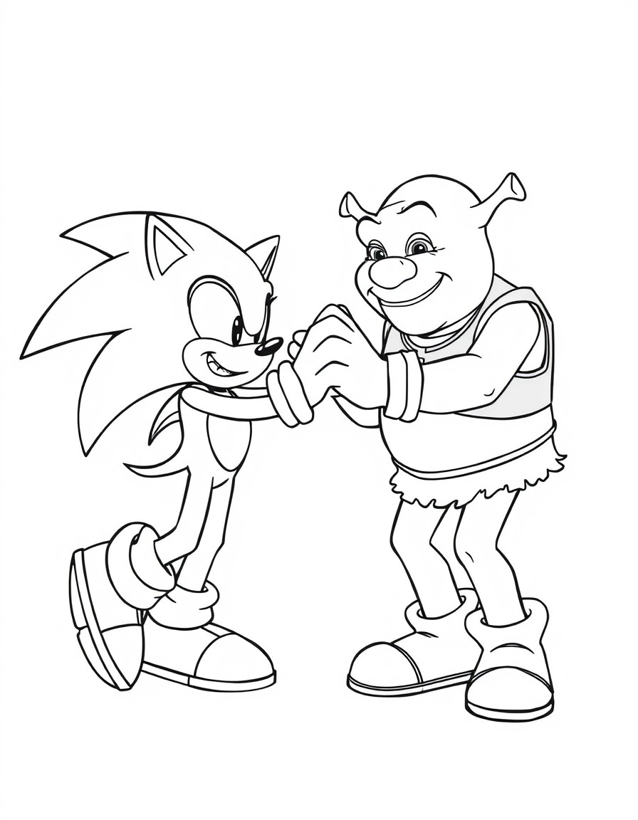 sonic and shrek dancing with eachothe r