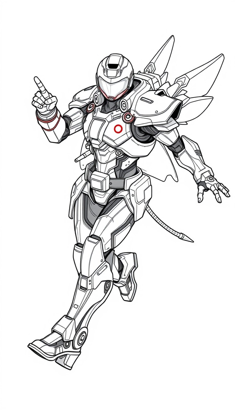 Create a highly realistic and highly detailed 2D illustration of a courier wearing a high-tech manga-style superhero costume in mid-flight, wearing a futuristic mecha armor with glowing joints and fib