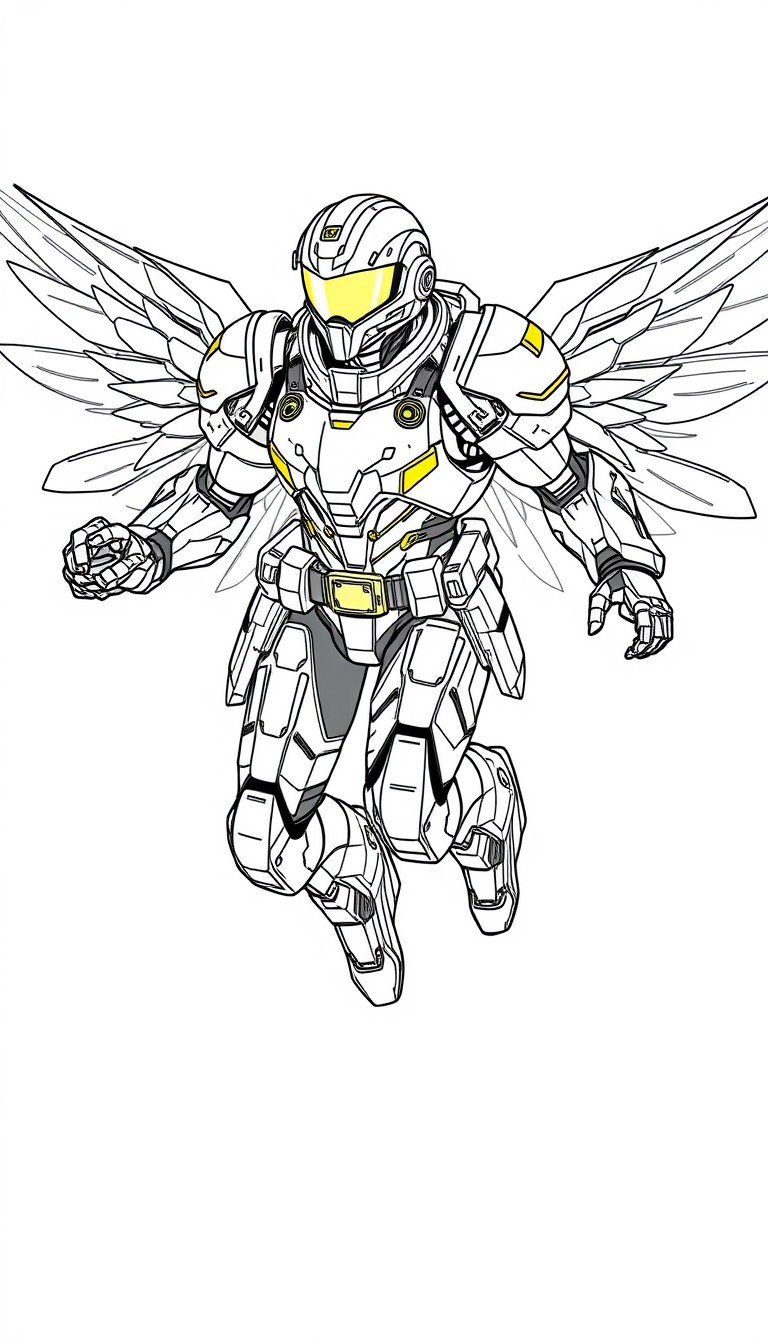 Create a highly realistic and highly detailed 2D illustration of a courier wearing a high-tech manga-style superhero costume in mid-flight, wearing a futuristic mecha armor with glowing joints and fib