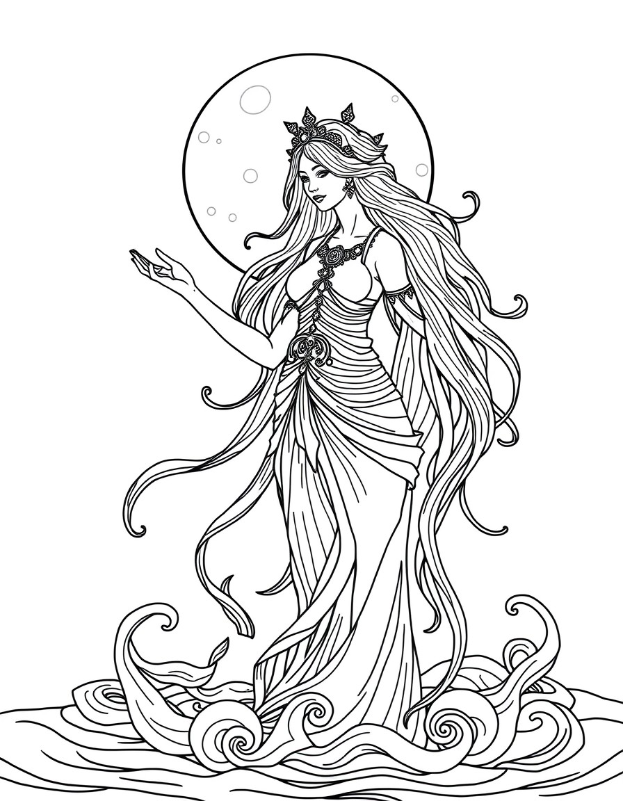 Water goddess with moon