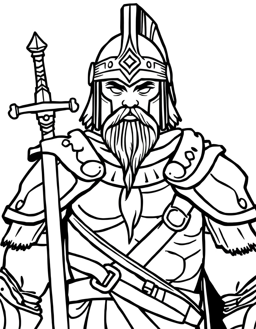 a contour of a warrior that will be used as a template, no armor or sword or helmets, no details in the face