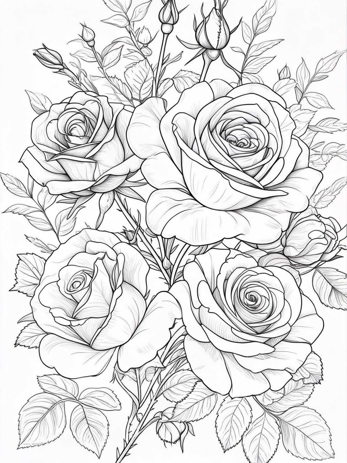 A whimsical flower garden with beautiful roses