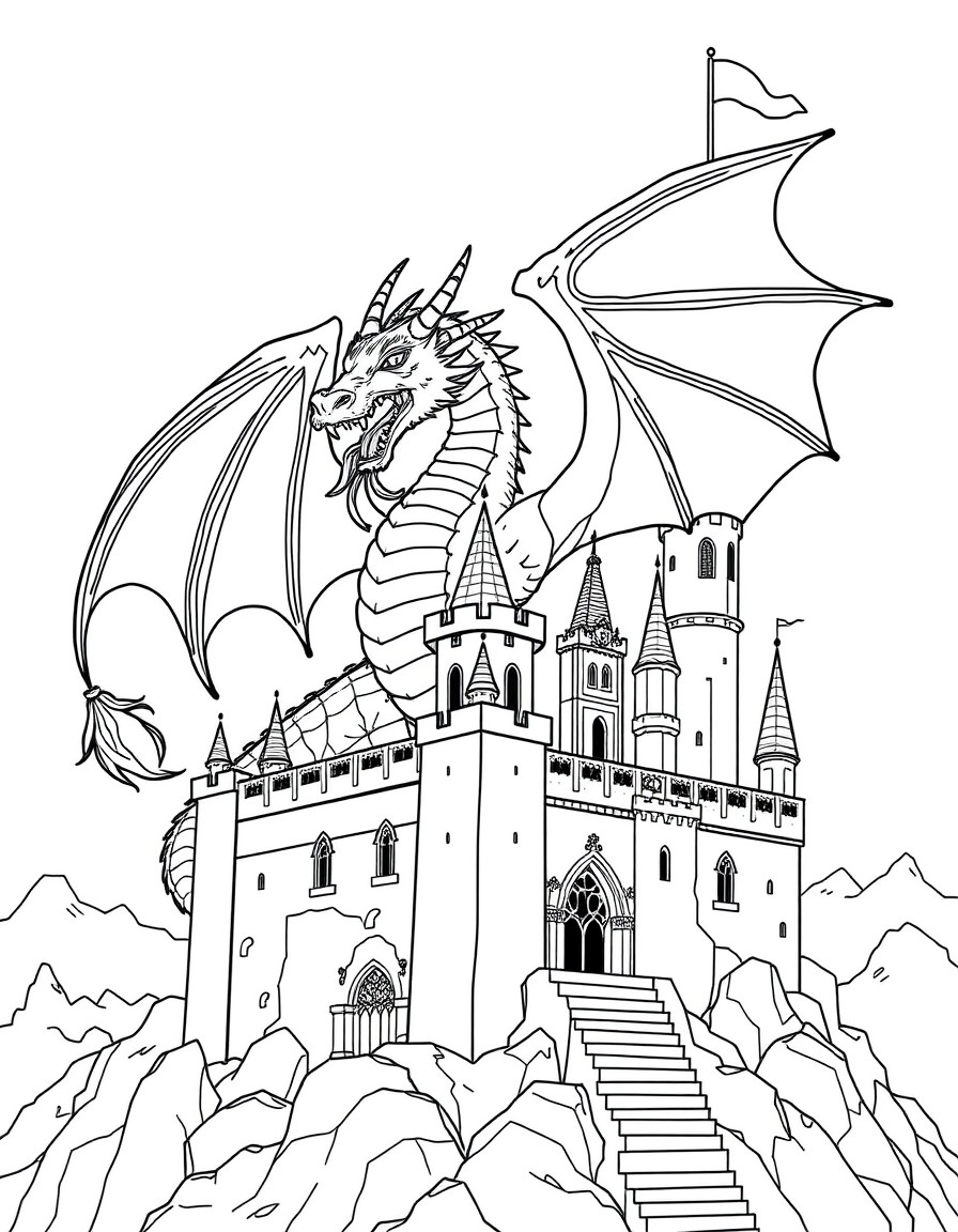 dragon on a castle