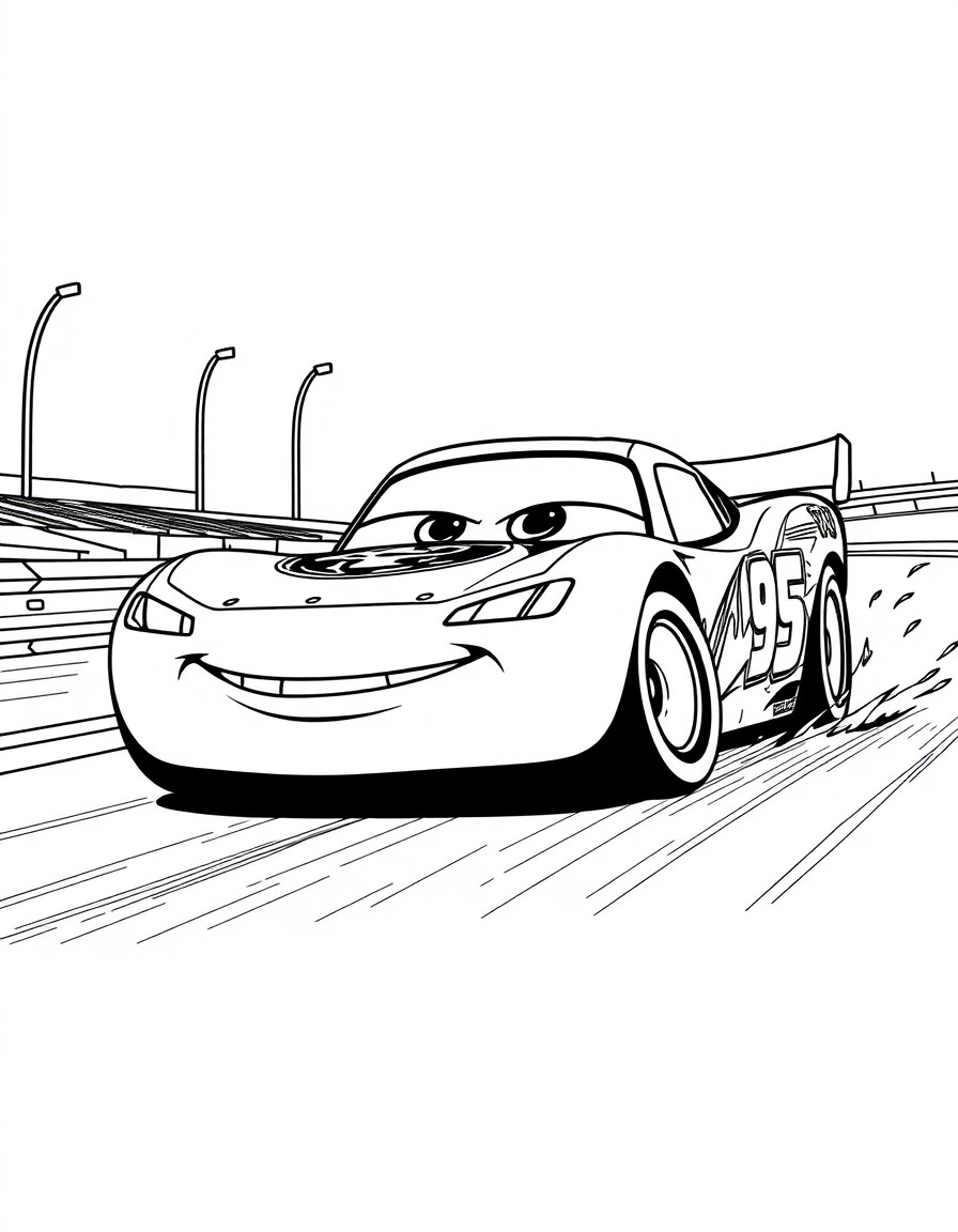 Lightning McQueen racing car on the track