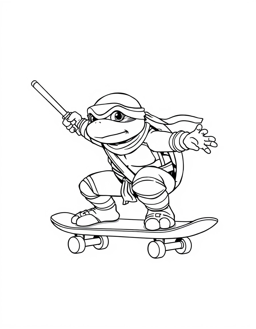 Ninja turtle on a skateboard