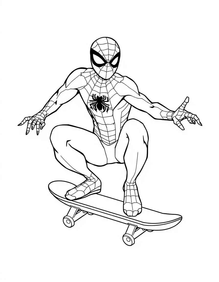 spiderman on a skateboard