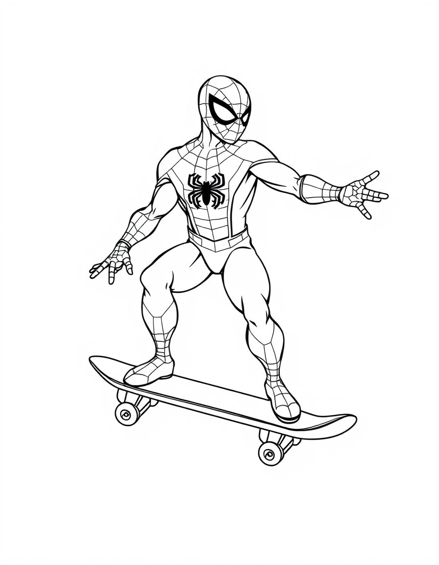 spiderman on a skateboard