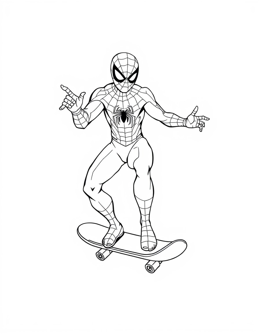 spiderman on a skateboard