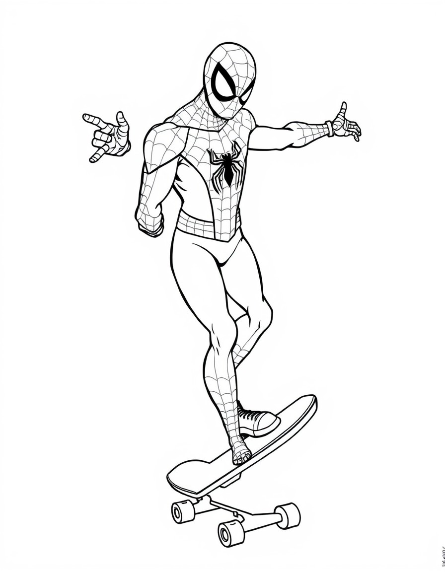 spiderman on a skateboard