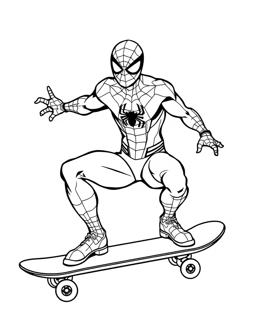 spiderman on a skateboard