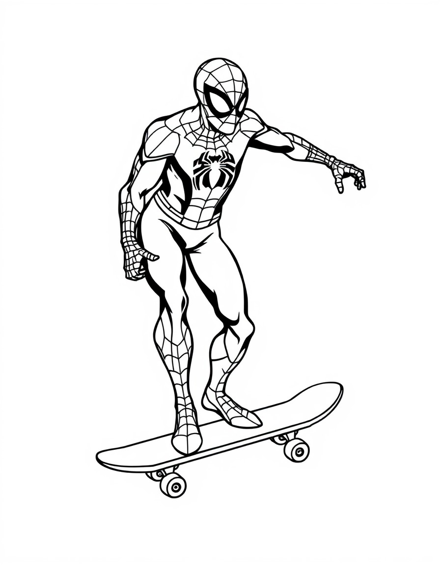 spiderman on a skateboard