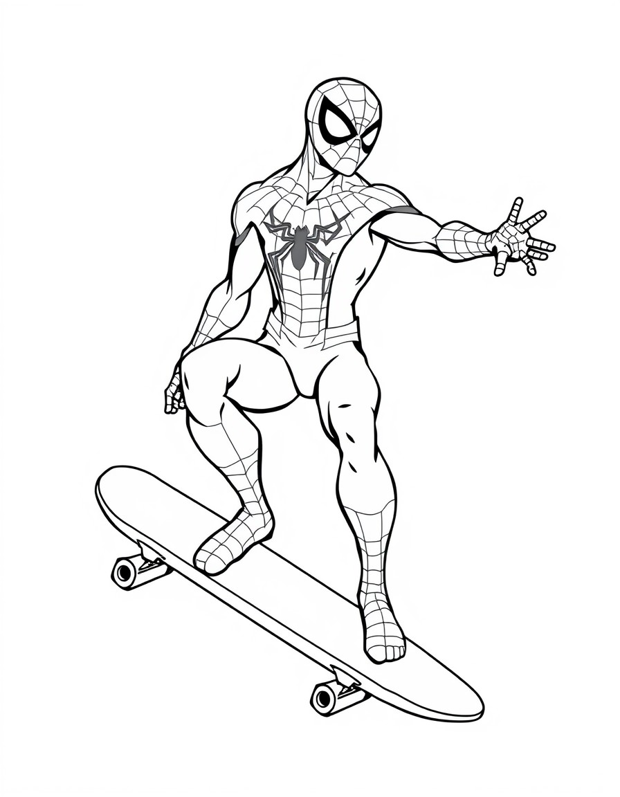 spiderman on a skateboard