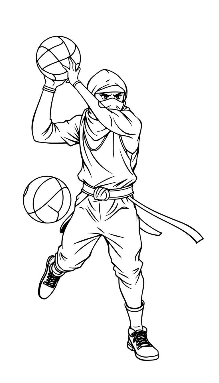 ninja playing basketball