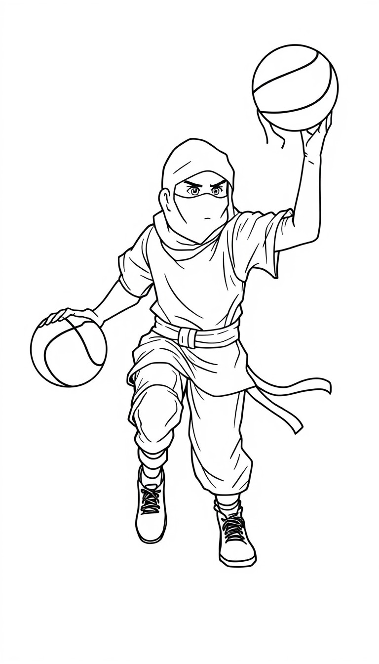 ninja playing basketball