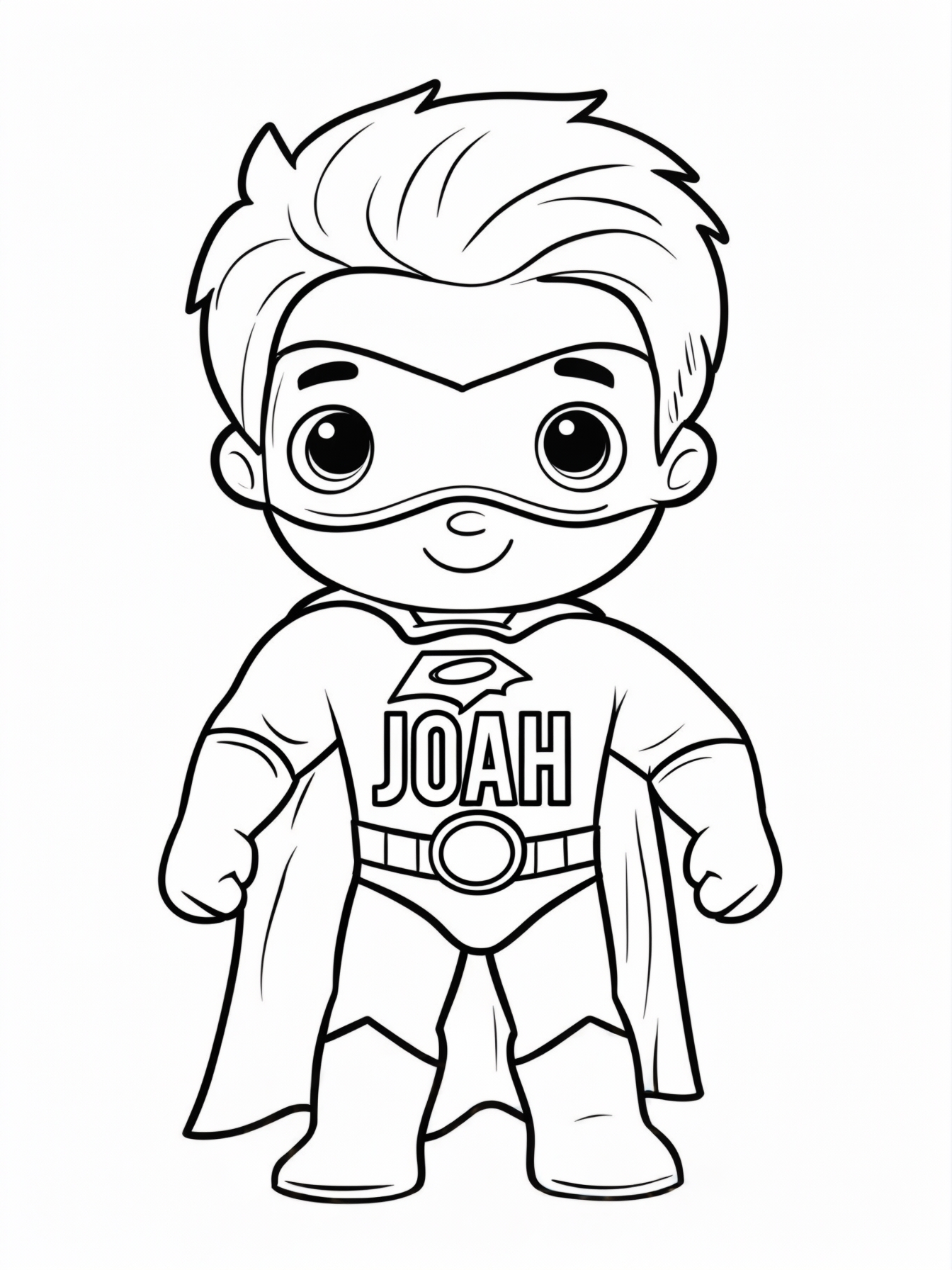 cute superhere with the name "Joah" on his chest