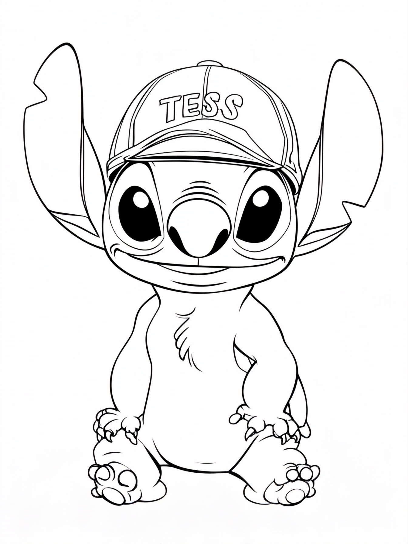 stitch with cap that has the name TESS on it