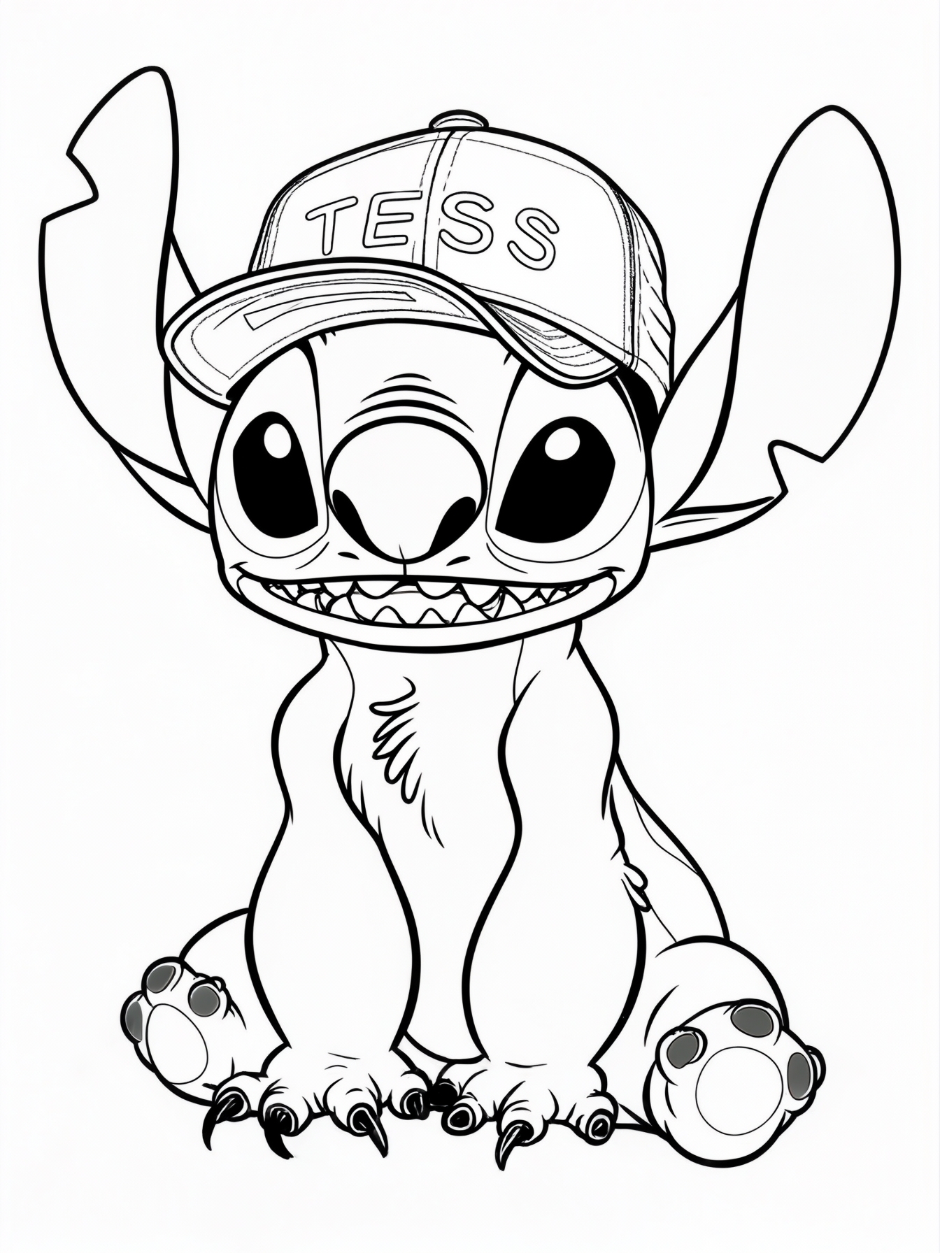 stitch with cap that has the name TESS on it