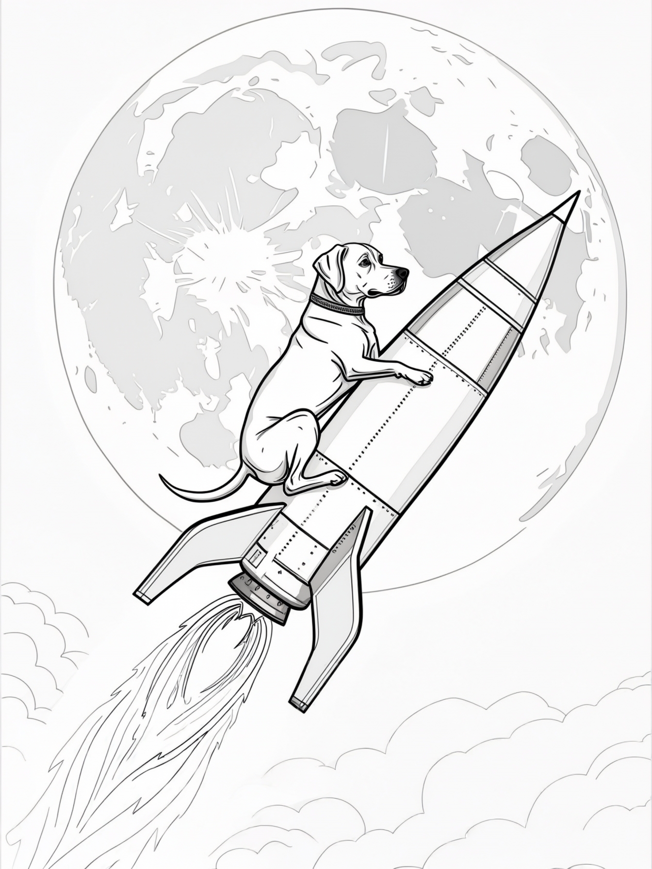 A dog on a rocket to the moon