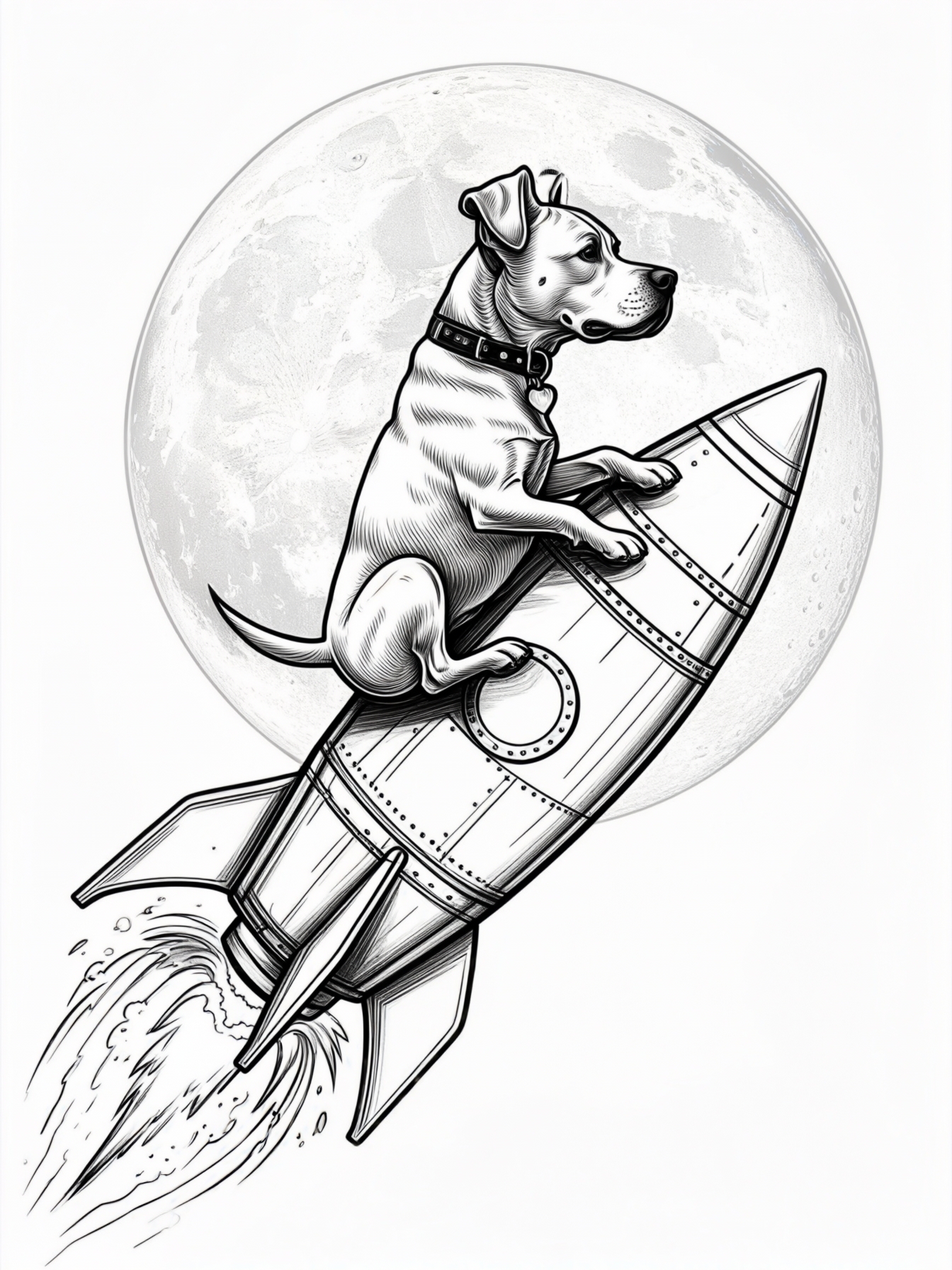 A dog on a rocket to the moon