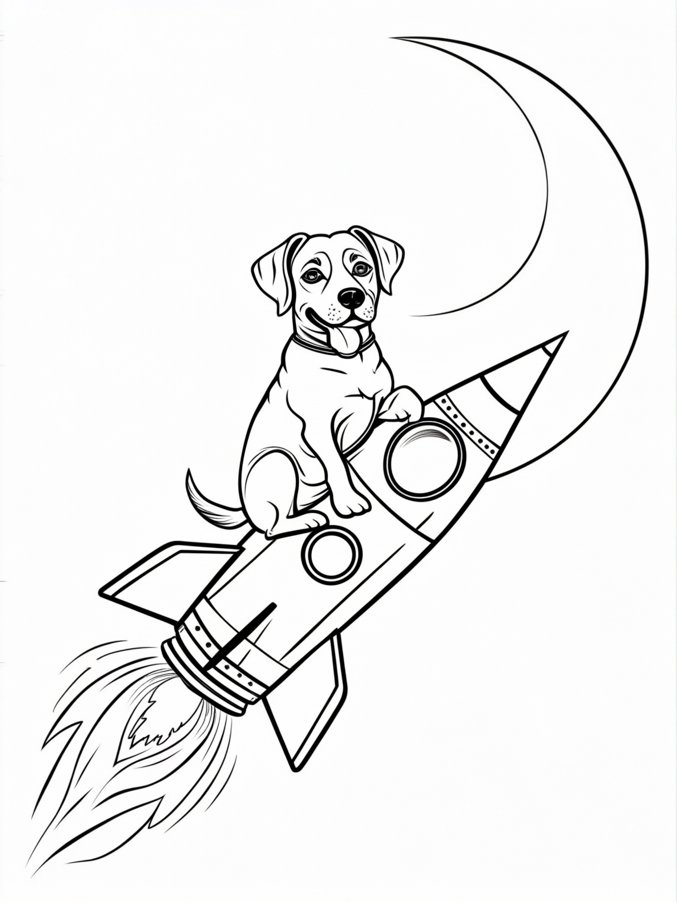 A dog on a rocket to the moon