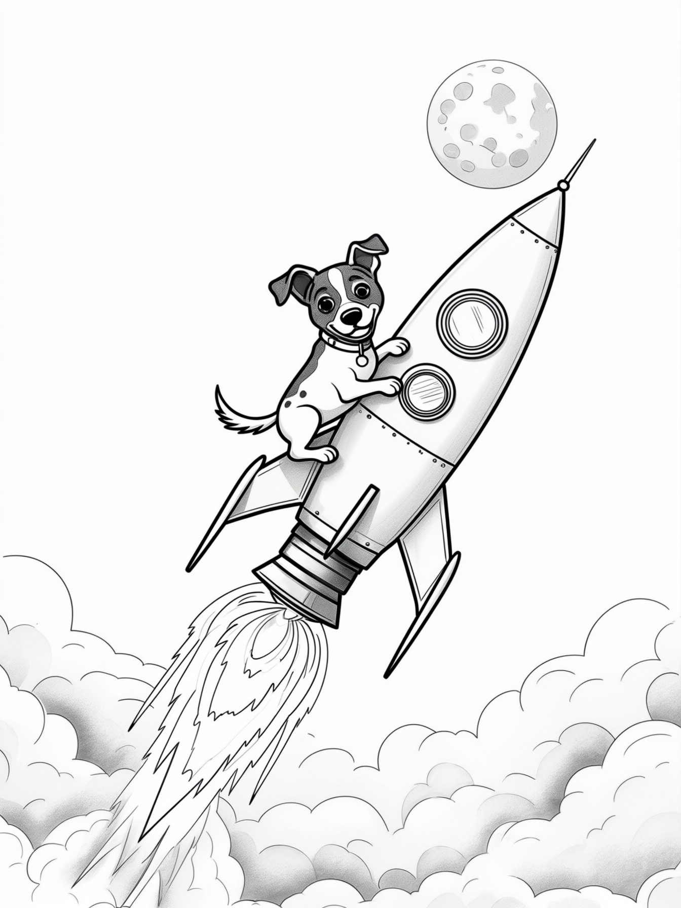 A dog on a rocket to the moon