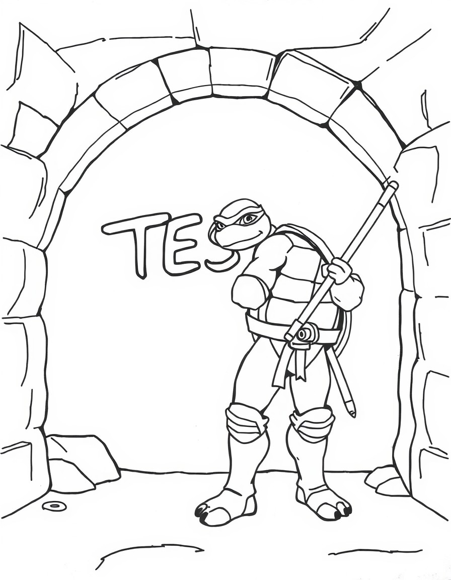 A ninja turtle lair where the wall graffiti reads 'TESS'