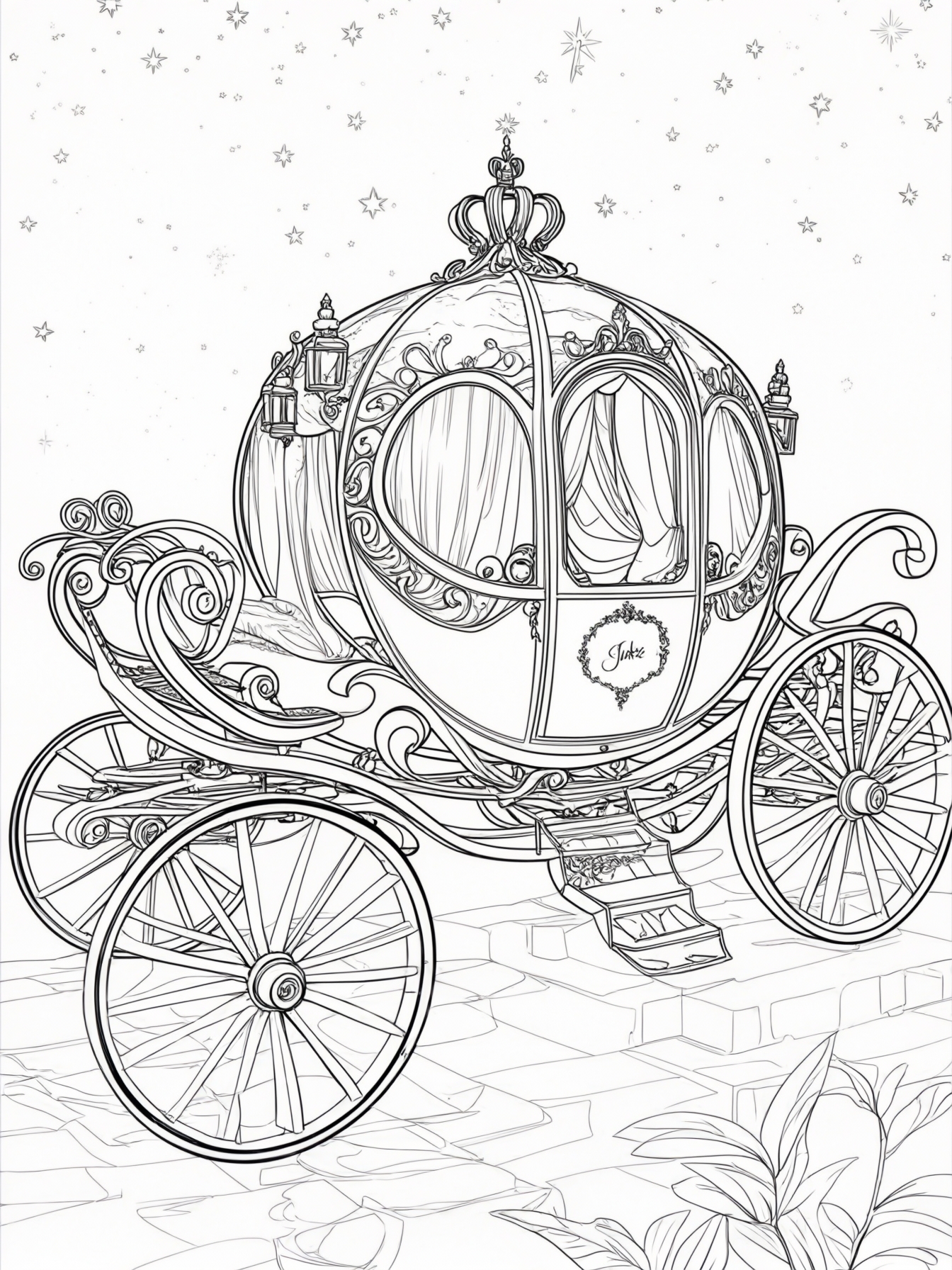 A princess carriage drifting across a starry sky with a side banner that reads 'JAKE'