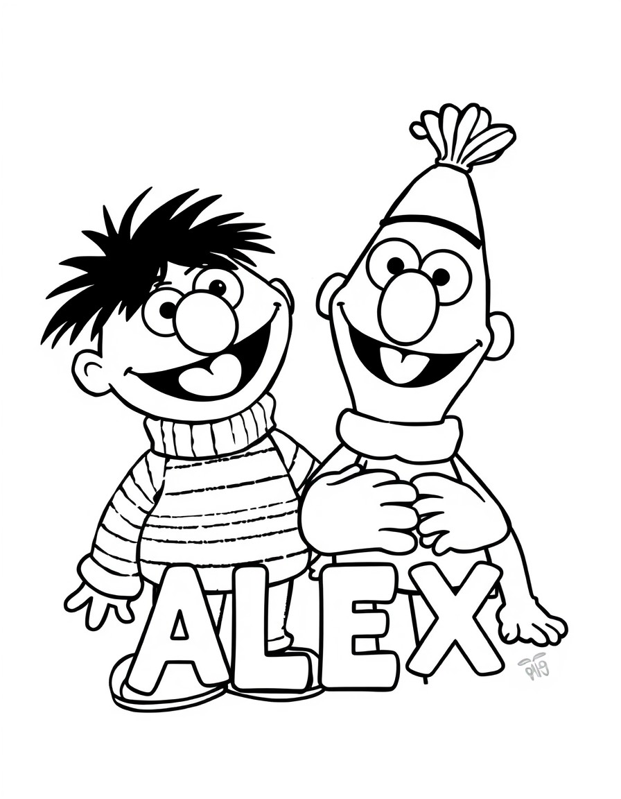 ernie and bert from sesamstreet with the text ALEX