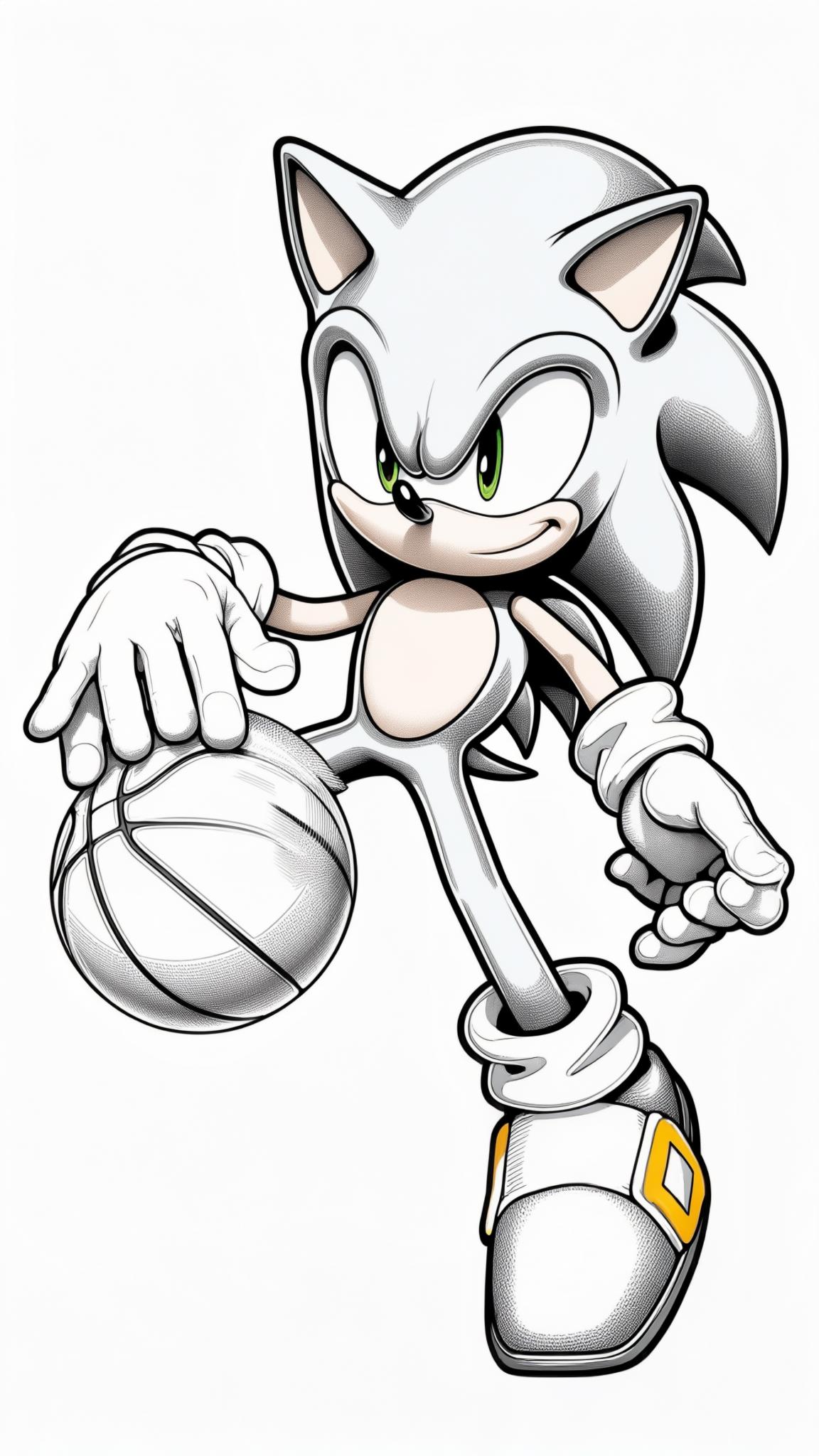 Sonic playing basketbal