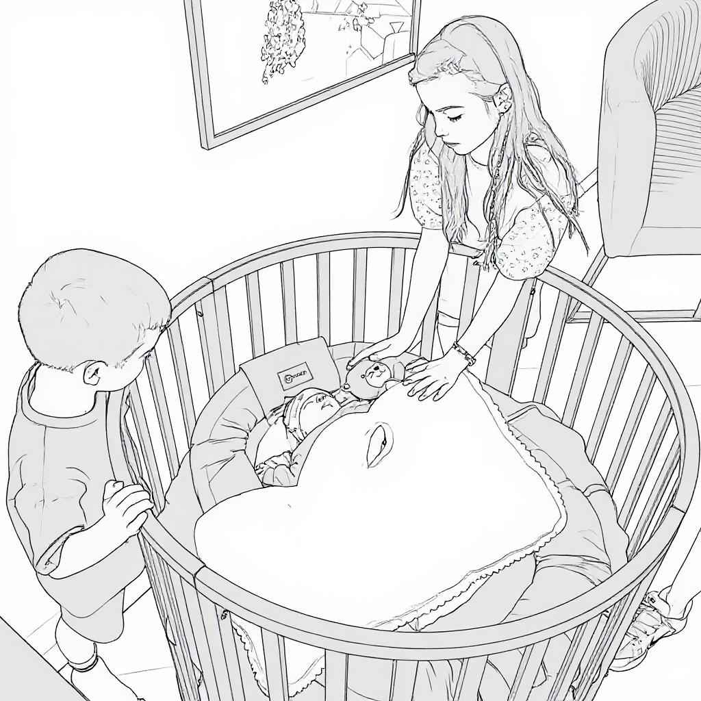 turn into black and white coloring page, with thick lines