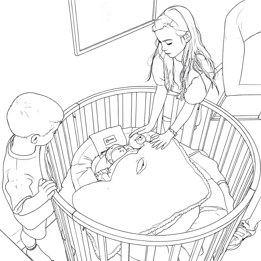 I want to make adjustments to this coloring page, keep the same black and white coloring page but only make the following change use only black and white no gray and add the name "SENNA" in 3D letters