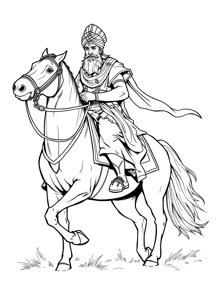 Sikh warrior riding a horse
