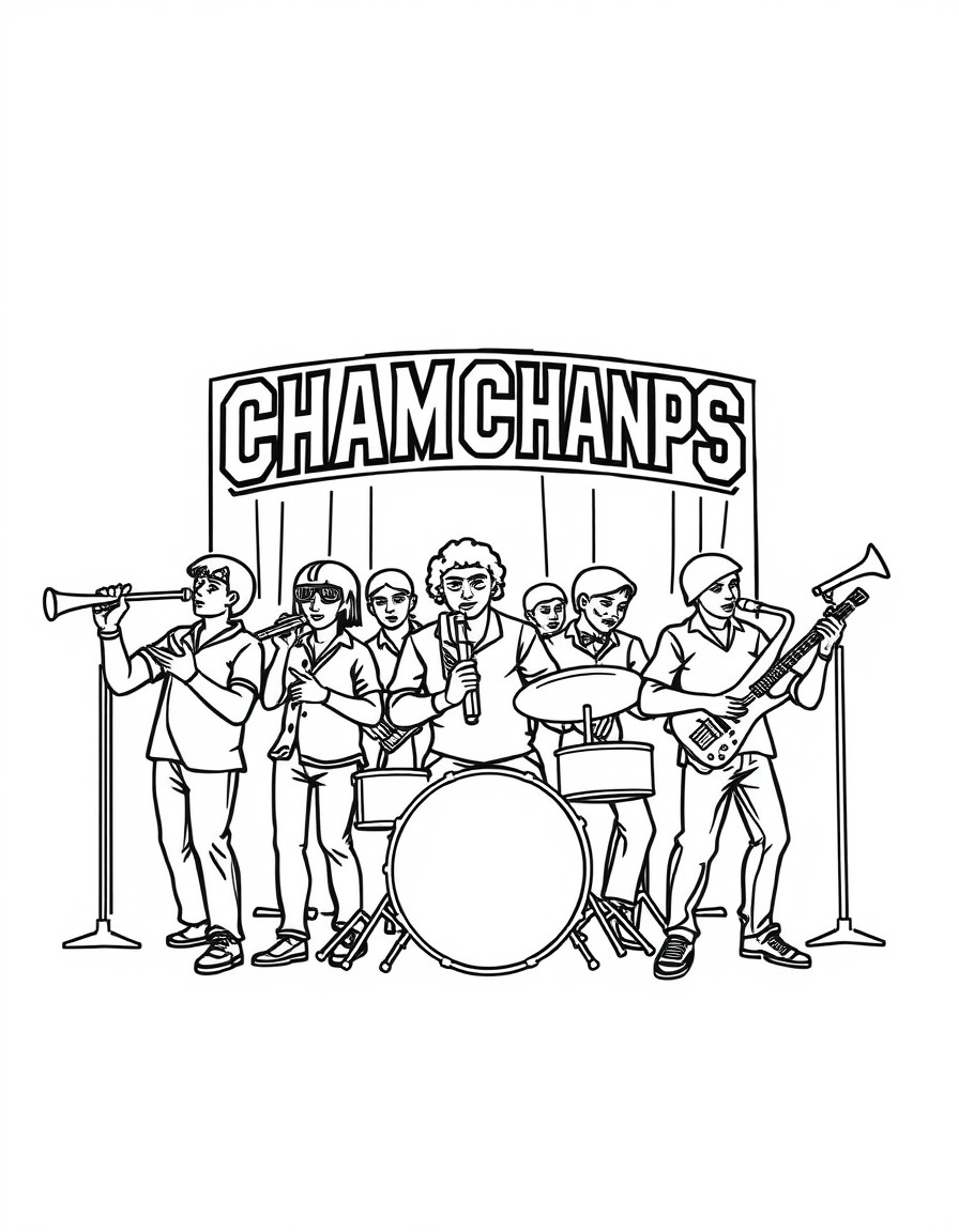 high school band with State Champs at the top