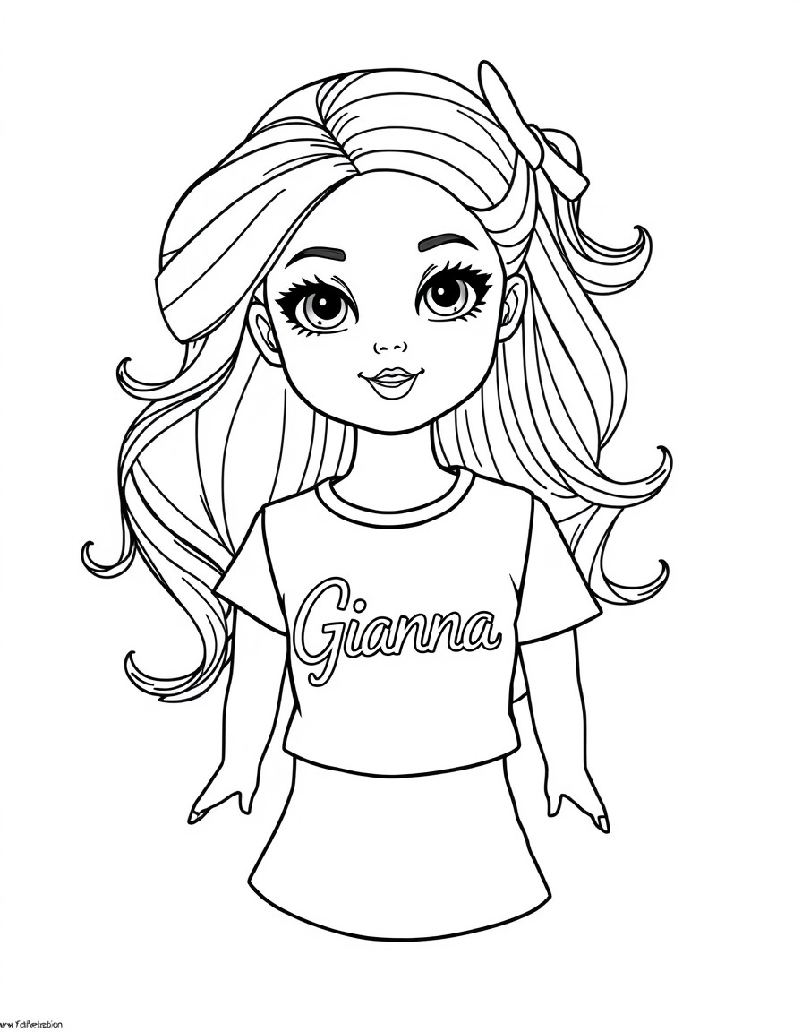 A cute Barbie doll with the name Gianna on the shirt