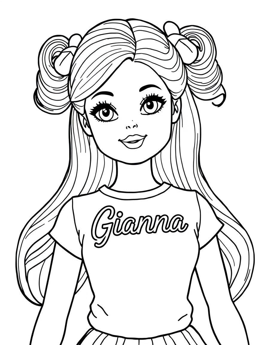A cute Barbie doll with the name Gianna on the shirt